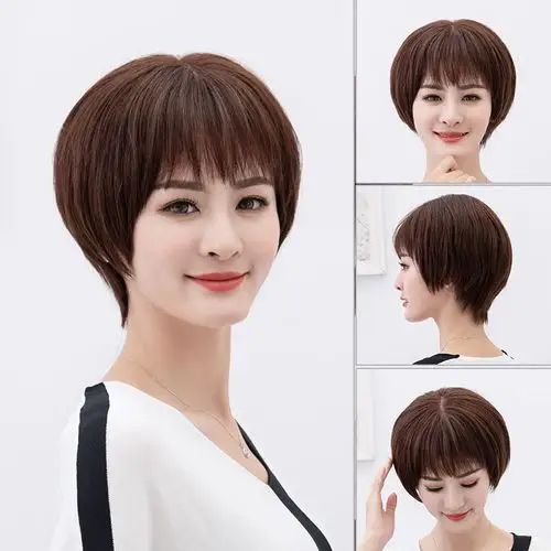 黛美丝中老年妈妈假发女短发波波头假发套时尚自然bobo头整顶假发