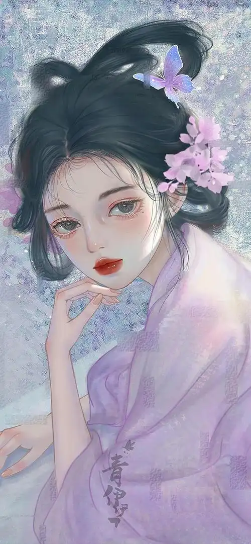余生再无倾城色,一草一木皆相思.手绘古风女生插画壁纸