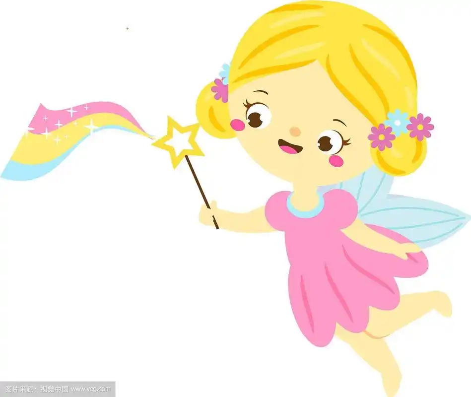 可爱的小仙女挥舞着魔法棒卡通