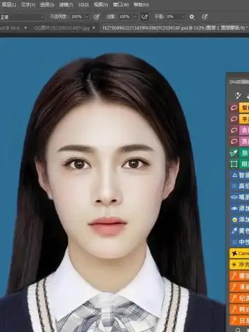 证件照换装换发型,ps修图前后