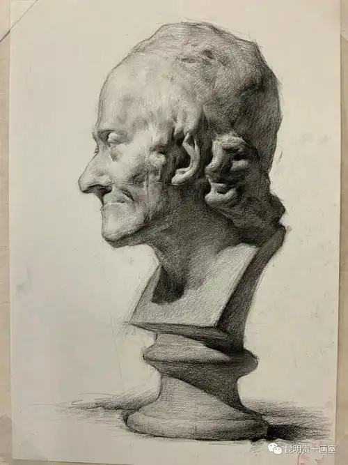 伏尔泰素描石膏范画 i 夏老师教学作品(三)