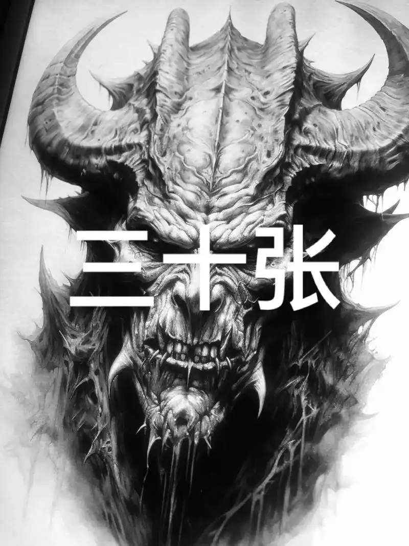 写实纹身图案推荐.大魔王撒旦 代表着智慧与力量…推荐位置:手 - 抖音