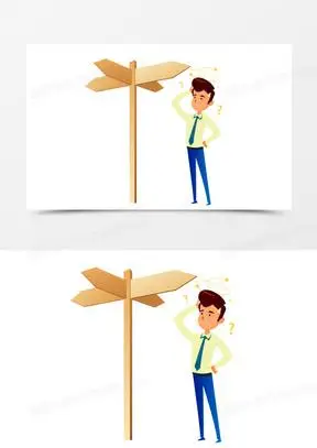 手绘卡通男子迷路迷失方向免抠素材
