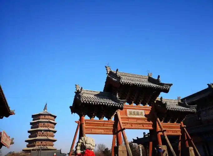 写美篇第一天行程,安排得合适的话,可以去三个景点:应县木塔,悬空寺