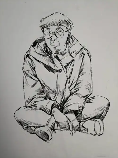 优秀速写作品临摹素材速写人物坐姿高清图集(22张),单人速写人物图集