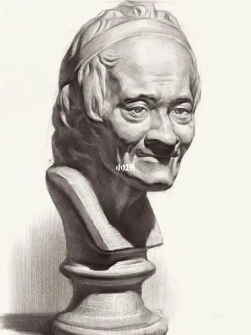 伏尔泰素描石膏头像多角度临摹