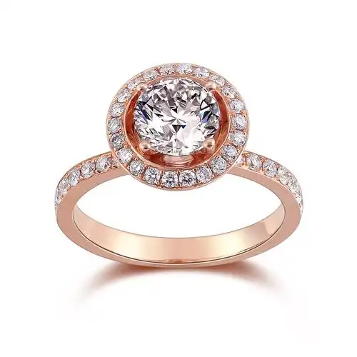 可比钻石戒指款式一----18k金直臂镶钻,戒托包含副石